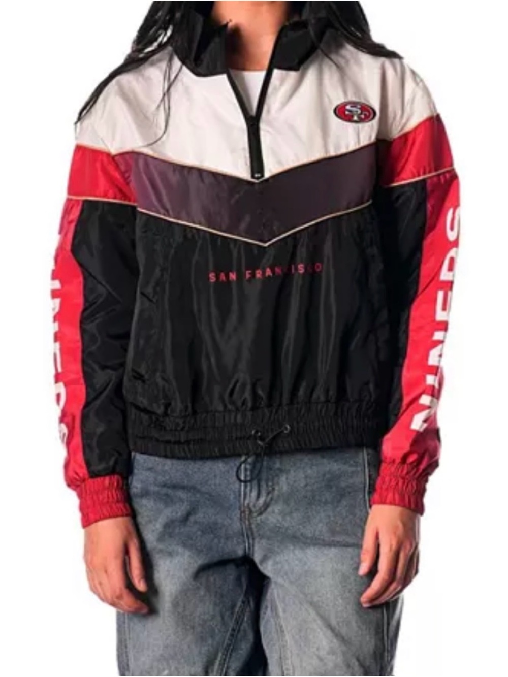 Women's Black San Francisco 49ers 1/4 Zip Track Jacket